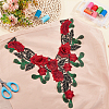 3D Rose Flower Metallic Thread Embroidered Floral Lace Collar AJEW-WH0314-25-5