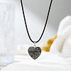 Natural Epidote Heart Pendant Black Cord Necklaces NI9317-16-1