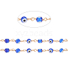 3.28 Feet Handmade Evil Eye Lampwork Round Beaded Chains X-CHC-G009-B-G05-2