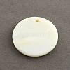 Flat Round Sea Shell Pendants X-SSHEL-R025-25mm-1