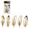 Feather 5Pcs PET Self-Adhesive Stickers PW-WGFA1BB-02-1