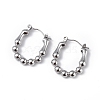 Non-Tarnish 304 Stainless Steel Round Beaded Hoop Earrings for Women EJEW-I284-17P-1