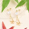 Brass ABS Plastic Pearl Dangle Stud Earrings EJEW-U040-14G-3