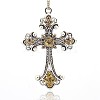 Antique Silver Tone Alloy Rhinestone Cross Big Pendants RB-J141-14AS-1