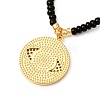 Flat Round Evil Eye Brass Micro Pave Cubic Zirconia Pendant Necklace NJEW-JN03692-01-4