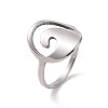 Non-Tarnish 201 Stainless Steel Oval with Wave Finger Ring RJEW-J051-40P-1