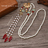 Ancient Style 6mm Imitation Pearl Round Beaded Alloy Cloud Pendant Hanfu Long Necklaces UX7679-1-1