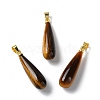 Natural Tiger Eye Teardrop Pendants G-Q005-03G-02-1