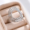 Oval 304 Stainless Steel Open Cuff Rings for Women RJEW-F174-05P-3