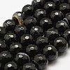 Faceted Natural Black Agate Beads Strands X-G-F447-6mm-H05-1