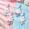 4Pcs 4 Colors Flower Woven Cotton Pendant Decorations HJEW-JM02823-2