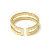 Ion Plating(IP) 304 Stainless Steel Double Line Open Cuff Ring for Women RJEW-E053-04G-3