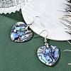 Platinum Tone Brass Natural Paua Shell Dangle Earrings EJEW-M091-01-2