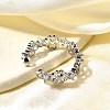 Brass Micro Pave Cubic Zirconia Cuff Rings for Women RJEW-Q008-01P-02-5