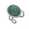 Oval Natural Green Aventurine Finger Rings RJEW-M062-02P-17-2