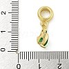 Rack Plating Brass Pave Cubic Zirconia Shield European Dangle Charms KK-Z067-44G-03-3