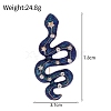 Glitter Snake Alloy Blue Enamel Safety Pin Brooch PW-WG20B7C-01-3