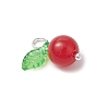 Natural Dyed Malaysia Jade Round Fruit Charms with Glass Leaves PALLOY-JF03401-01-4