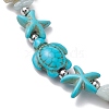 Natural Amazonite & Synthetic Turquoise Beaded Stretch Bracelets for Women BJEW-JB10750-01-3