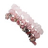 3Pcs Natural Rose Quartz & Natural Rhodonite & Natural Pink Opal Chip Beaded Stretch Bracelet Sets BJEW-JB10858-3