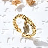 Brass Curb Chain Cuff Rings for Women RJEW-Z085-03G-06-2