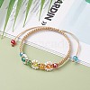 Flower Shape Braided Bead Bracelet BJEW-TA00039-04-3