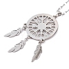 Non-Tarnish Woven Net/Web with Feather 304 Stainless Steel Boho Pendant Necklaces for Women NJEW-G087-08P-2