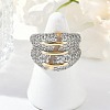 Brass Micro Pave Clear Cubic Zirconia Cuff Rings for Women Men STAS-I109-03GP-2