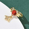 Brass Micro Pave Cubic Zirconia Adjustable Finger Rings for Women RJEW-K307-01G-21-4