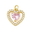 Heart Rack Plating Brass with Cubic Zirconia Pendants KK-Z074-51G-1