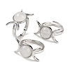 Natural Quartz Crystal Adjustable Rings RJEW-K271-01P-09-1