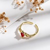 Rack Plating Brass Micro Pave Cubic Zirconia Open Cuff Finger Rings for Women RJEW-M028-90G-3