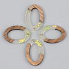 Transparent Resin & Walnut Wood Pendants RESI-S389-022A-D01-1