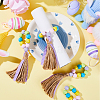 Easter Wood Beaded Napkin Rings with Tassels HJEW-WH0042-97-4