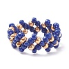 4Pcs 4 Colors Glass Seed Beads Braided Finger Rings Set for Women RJEW-JR00420-5