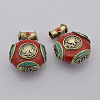 Handmade Tibetan Style Flat Round  Pendants TIBEB-L001-05-2