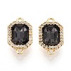 Brass Micro Pave Clear Cubic Zirconia and Glass Connector Charms KK-N287-28G-1