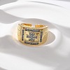 Brass Micro Pave Clear Cubic Zirconia Cuff Rings for Women RJEW-U041-21G-2