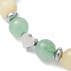 Natural Green Aventurine & Topaz Jade & Brass Heart Braided Bead Bracelet BJEW-JB09703-02-3