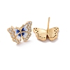 Clear Cubic Zirconia Butterfly Stud Earrings with Enamel EJEW-C030-05G-2