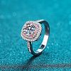 Rhodium Plated 925 Sterling Silver Micro Pave 6.5mm Cubic Zirconia Finger Rings for Women WGCD3AD-12-2