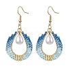 Teardrop ABS Plastic Imitation Pearl & Glass Seed Beads Dangle Earrings EJEW-MZ00164-1