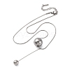 304 Stainless Steel Round Ball Pendant Snake Chain Necklaces NJEW-U028-03P-4