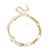 Brass Link Chain & 304 Stainless Steel Textured Dapped Chains Bracelets for Women BJEW-JB12481-04-2