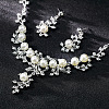 Flower Alloy & Plastic Pearl & Crystal Rhinestone Pendant Necklaces & Stud Dangle Earrings Sets FS-WG18295-01-3