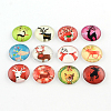 Half Round/Dome Christmas Reindeer/Stag Pattern Glass Flatback Cabochons for DIY Projects GGLA-Q037-12mm-39-1