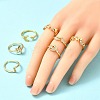 7Pcs 7 Styles Spring Day Theme Brass Micro Pave Clear Cubic Zirconia Cuff Rings for Women RJEW-S399-17G-3