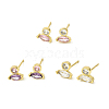 Real 18K Gold Plated Brass Horse Eye Stud Earrings EJEW-L270-19G-1