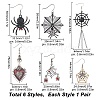 SUNNYCLUE 6 Pairs 6 Styles Halloween Spider Web & Heart with Evil Eye Alloy Enamel Dangle Earrings for Women EJEW-SC0001-37-2