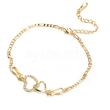 Brass Cubic Zirconia Link Chain Bracelets BJEW-EE0003-01G